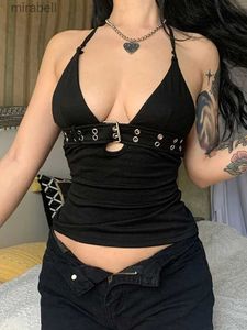 Dames Blouses Shirts Y2K Bandage Crop Top Zwart Backless Top Veters Schattig Feest Strand Zomer Sweats Dames Retro Basic Mini Vest Punk YQ240117