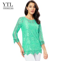 Chemisiers pour femmes Chemises Yitonglian Dames Vintage Allover Floral Lace Crochet Tops Plus Size Summer Blouse for Party Work Women Tunic Shirt H244N 230301