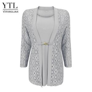 Blouses -shirts voor dames Ytl Woman Elegant holle Hollow Crochet Plus Size Blouse Shirt Autumn Winter Tops voor werkkantoor H384B 230309