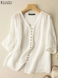 Chemises de chemisiers pour femmes zanzea automne mode long slve shirt femme décontractée blind blind lave