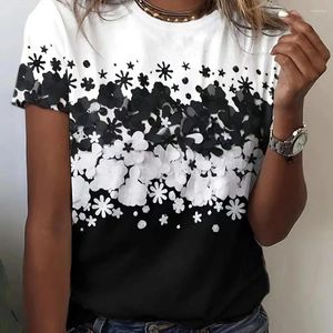 Blouses pour femmes Chemisier à manches courtes Chemisier doux et extensible Femmes Top Imprimé floral Tops tuniques pour Streetwear Coupe ample Vêtements d'été mignons