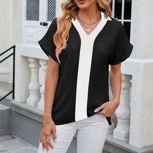 Damesblouses Contrasterend dames actief overhemd met korte mouwen Damesoverhemden Tops met lange mouwen Dames voor laagjes