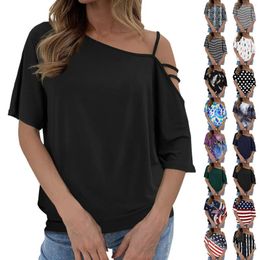 Blusas para mujeres Túnica de manga corta Camisas de blusa de hombro frío con camisa de malla estampada de camiseta de camiseta de mujer