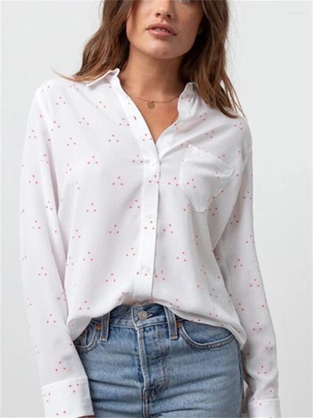 Blouses pour femmes chemises femmes à manches longues à manches longues étoiles imprimées blanches simples cols fraîches collier féminin