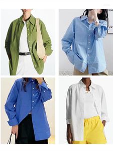 Chemisiers pour femmes, chemise Simple à simple boutonnage, 4 couleurs, haut à manches longues, col rabattu, chemisier décontracté avec poches, automne 2024
