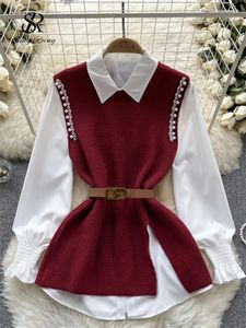 Blouses pour femmes Singreiny 2024 Tops de perle de printemps costumes en tricot de réservoir de réservoir Pulpor