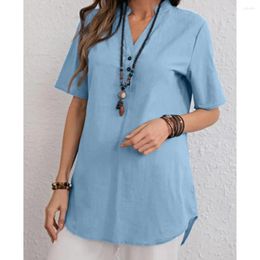 Dames Blouses Hemelsblauw Shirt 2023 Lente/Zomer Top Effen Kleur Twist Knop Mode Korte Mouw Blouse Femme Blusas