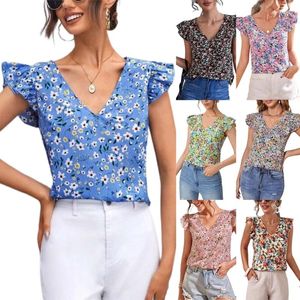 Blouses voor dames mouwloze tuniektanks Top bloemen zomertoppen ruche vrouw