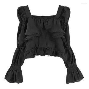 Blouses pour femmes Small Design Shirt Long Sleeve Loose Ruffle Top Top Vintage Vintage Femmes Chemises