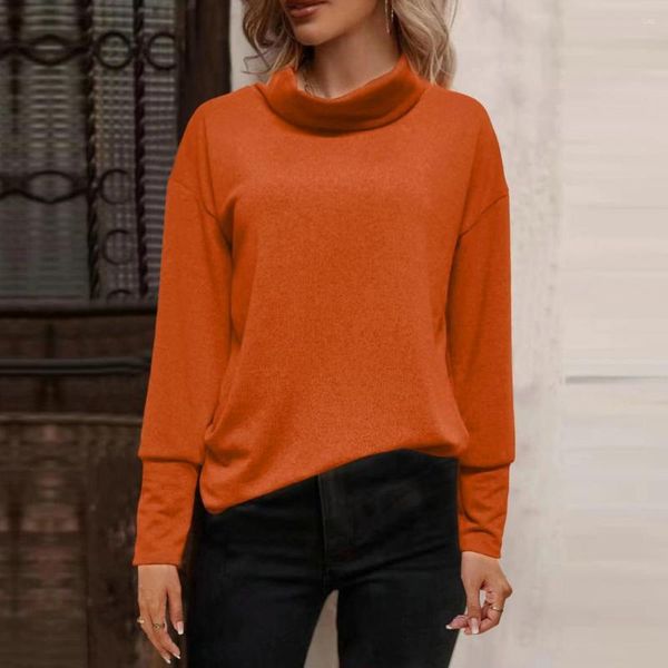 Blusas De Mujer Prendas De Punto Suaves Acogedor Armario De Invierno Cuello Alto para Mujer con Mangas Largas De Tela Gruesa para Fondo Cálido Informal