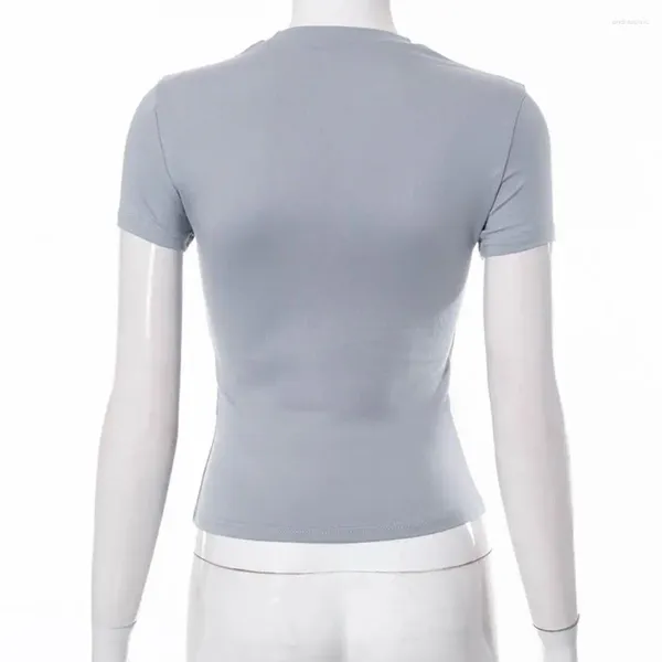 Chemisiers pour femmes T-shirt à texture douce Haut respirant Élégant T-shirt d'été Collection Col rond Manches courtes Hauts Slim Fit Solide