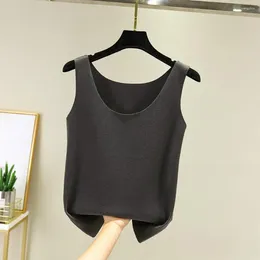 Women's Blouses vaste kleur verwarmde top dubbelzijdige dik pluche vest zachte warme mouwloze tank voor winterelastische binnenkleding