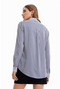 Damesblouses Spaanse retro geruite damesoverhemd met kralen, losjes, casual, lange mouwen, gestikte print