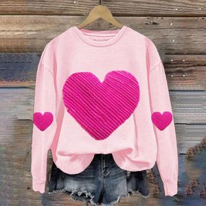 Blusas de mujer Primavera y otoño Ocio Moda Día de San Valentín Amor Otoño Tops Camiseta alta Cuello en V Camisetas para mujer