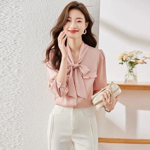 Chemisiers pour femmes printemps automne à manches longues chemises élégantes pour les femmes formelles OL Styles professionnels femmes hauts vêtements Blusas