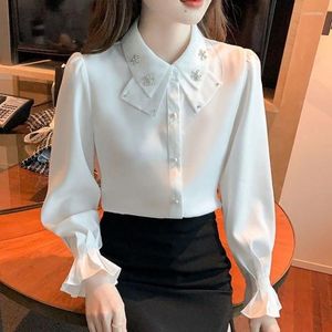 Blouses pour femmes printemps mignon hauts Style Preppy Vintage japonais corée Design bouton élégant chemises formelles A41