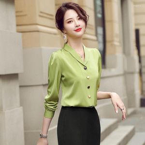 Women's Blouses Spring Fall Mode Button Up en shirts for Women Business Work Wear Ol Styles LADES LADES Blouse vrouwelijke top