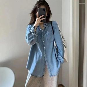 Blouses pour femmes Fashion Spring Femmes Blouse de jean Basic Single Breasted Jean Shirts Pocket Long Sleeves Fin Blusas Mujer Tops Cowboy