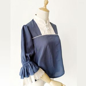 Blouses voor dames springen in Pear Orchard - Chinese stijl damesblouse met mandarijnkraag door Infanta pre -order