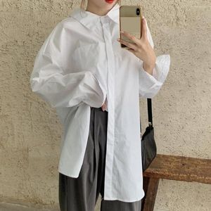 Damesblouses lente zomer 2024 vrouwen shirt elegant voor lantaarn mouw witte middenlengte shir jas tuniek