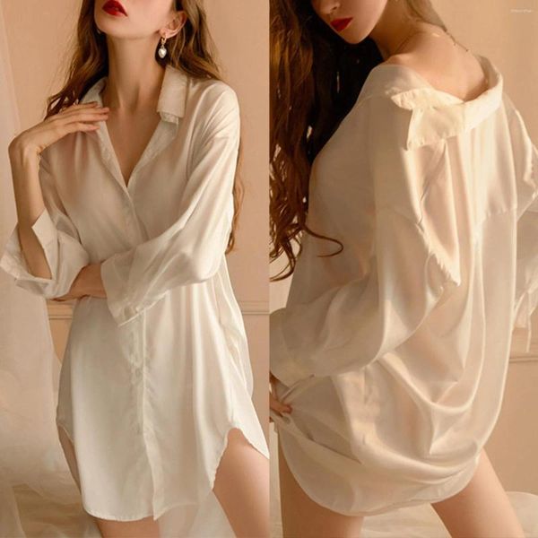 Blouses Femmes Printemps Chemises blanches Femmes Manches longues Oversize Bouton Up Blouse Vêtements de nuit Plus Taille Automne Lady Bureau Robe Blusas