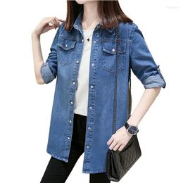 Blouses pour femmes Printemps Femmes Camisa Jeans Feminina Chemise Cardigan Longue Veste En Jean Tops Mujer