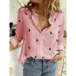 Blusas de mujer con estampado de estrellas, camisas de lino y algodón, Vintage, Otoño, manga larga, holgadas, Tops blancos, blusas informales de ocio