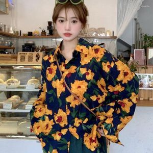 Blouses Style Vintage Harajuku-shirt met dames met lange mouwen bloemenprint Chiffon Blouse Tops Blusas Mujer Tunics