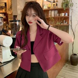 Blouses pour femmes Sumoux Solid Basic Blove à manches courtes Femmes Fémir les chariots Collar Blusas Bureau Lady Formal Shirt Street Fashion Cardigan