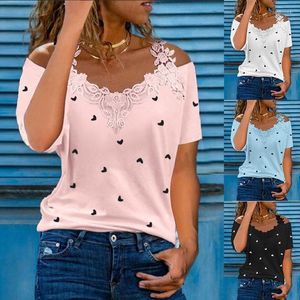 Blusas de mujer Verano Algodón Moda Top Cuello en V Manga corta Blusa bordada S-3XL