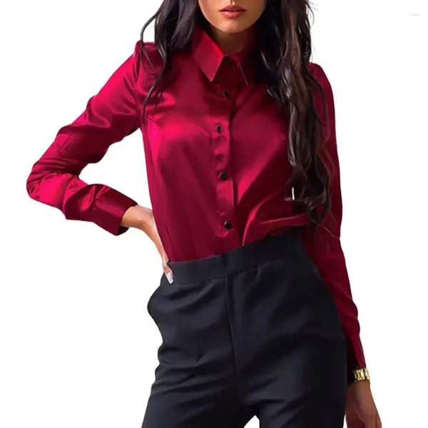 Blouses pour femmes été automne chemisier manches longues simple boutonnage mi-long Anti-fer femmes printemps chemise Match pantalon