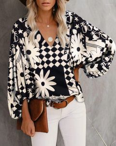 Damesblouses zomer bloemenprint losse negende mouw t-shirt shirt