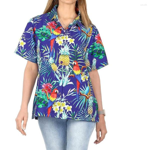 Chemisiers pour femmes été Floral3d imprimé boutonné petit haut Hawaii plage fête en plein air dames respirant à manches courtes Streetwear