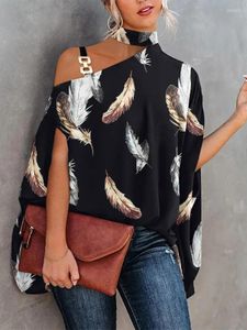 Vrouwen Blouses Zomer Hollow Batwing Mouwen Kantoor Shirts 2023 Retro Print Patroon Straat Top Trui Mode Halter Ketting Riem Losse