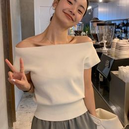Blouses pour femmes été coréen chemise femmes glace soie tricoté Blouse Sexy à manches courtes mince lâche hauts blancs 2023 mode vêtements Chic 25522