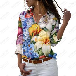 Damesblouses Zomer Damesoverhemd Bloem 3D-geprinte dame Mooie casual stijl Modieuze losse trend