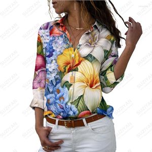 Chemisiers d'été pour femmes, chemise à fleurs imprimée en 3D, beau Style décontracté, à la mode, ample, tendance