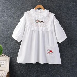 Blouses de femmes Summer Mori Girl Sweet Lace Floral broderie Shirt Femme Femme Coupte Migne Kawaii Coton Blusas Blouse Tops