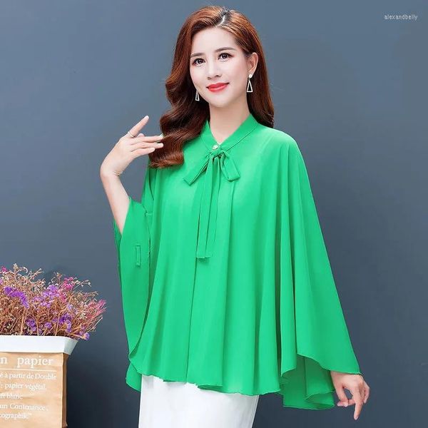 Chemisiers pour femmes Chemise d'été Mode Cape en mousseline de soie Châle Protection solaire pour femmes Vêtements Mince Cape extérieure avec jupe Lâche à lacets