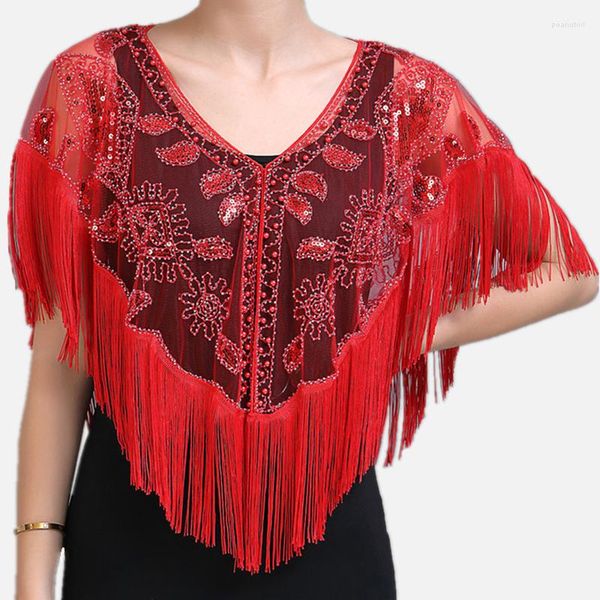 Blouses Femme Glands d'été femmes Blouse chemise fête Poncho paillettes chemises femme vêtements Harajuku Cape dames hauts Camiseta Mujer Blusas