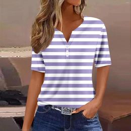 Blouses pour femmes Tops d'été pour femmes 2024 Vacation Trendy V Neck Boho Shirts à manches courtes Casual Loose Tunique Vêtements de tunique confortable