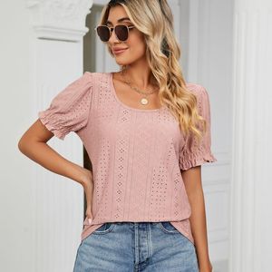 Women's Blouses Summer White Short Sleeve top Women 2023 Fashion Hollow Out Black Blouse Mesh Sweatshirt Shirt Casual Vintage Dameskleding