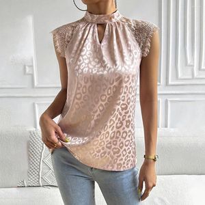 Women's Blouses Summer Women 2023 Fashion Casual Trend Lace Chic Mouwess Leopard Print Tops Shirt Elegant en Youth Woman