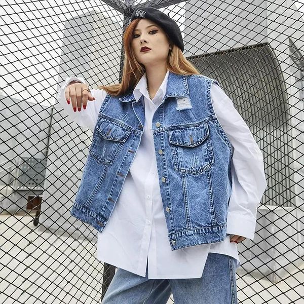 Blusas de mujer SuperAen 2023 otoño blanco suelto Casual estilo coreano camisa Retro moda Denim chaleco Tops