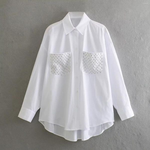 Blouses pour femmes SuperAen Style européen et américain 2024 Mode Casual Loose White Femmes Chemises