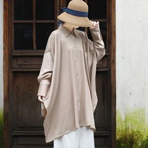 Chemisiers femme SuperAen Design Original haut en Satin de soie décontracté irrégulière balançoire chemise robe à manches longues automne
