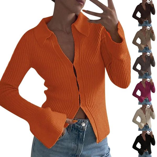 Chemisiers pour femmes pull Cardigan à manches longues haut évasé bas automne hauts femmes Sexy 2x tunique pour