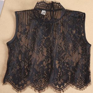 Blouses pour femmes pull Col chemise perle Collier décoration dentelle Cool femme crochet fleur creux Transparent