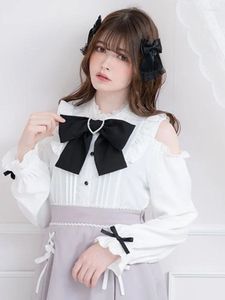 Dames Blouses Sweet Lolita Elegante Vrouwen M-4XL Lente Herfst Harajuku Kant Boog Lange Mouwen Girly Kawaii Tops Blusas Camisas