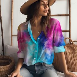 Damesblouses Temperament Shirt met lange mouwen Kleurrijk 3D-geprint Lente en herfst Buiten Casual Dames - mouwen